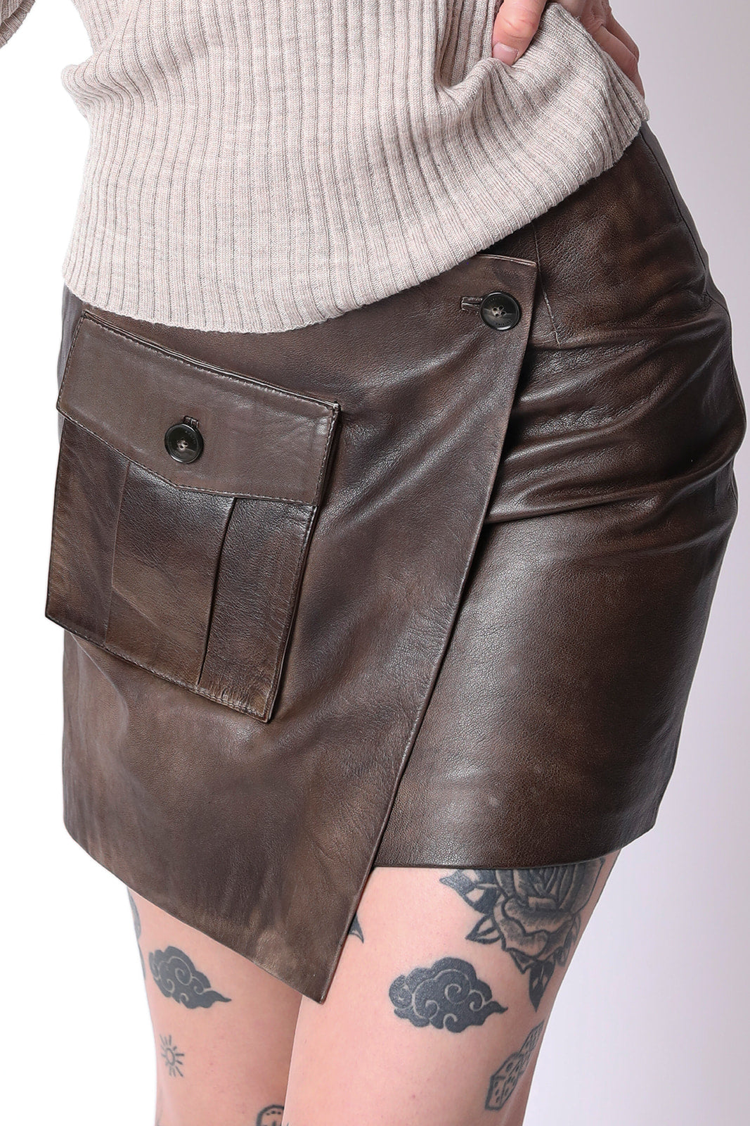 Leather Cargo Mini Skirt