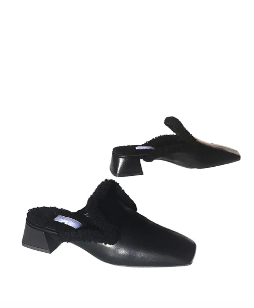 Suzanne Rae Megeve Leather & Shearling Mule